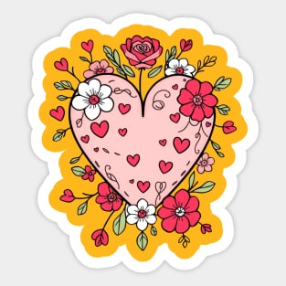 Floral Heart For Valentines Day Sticker
